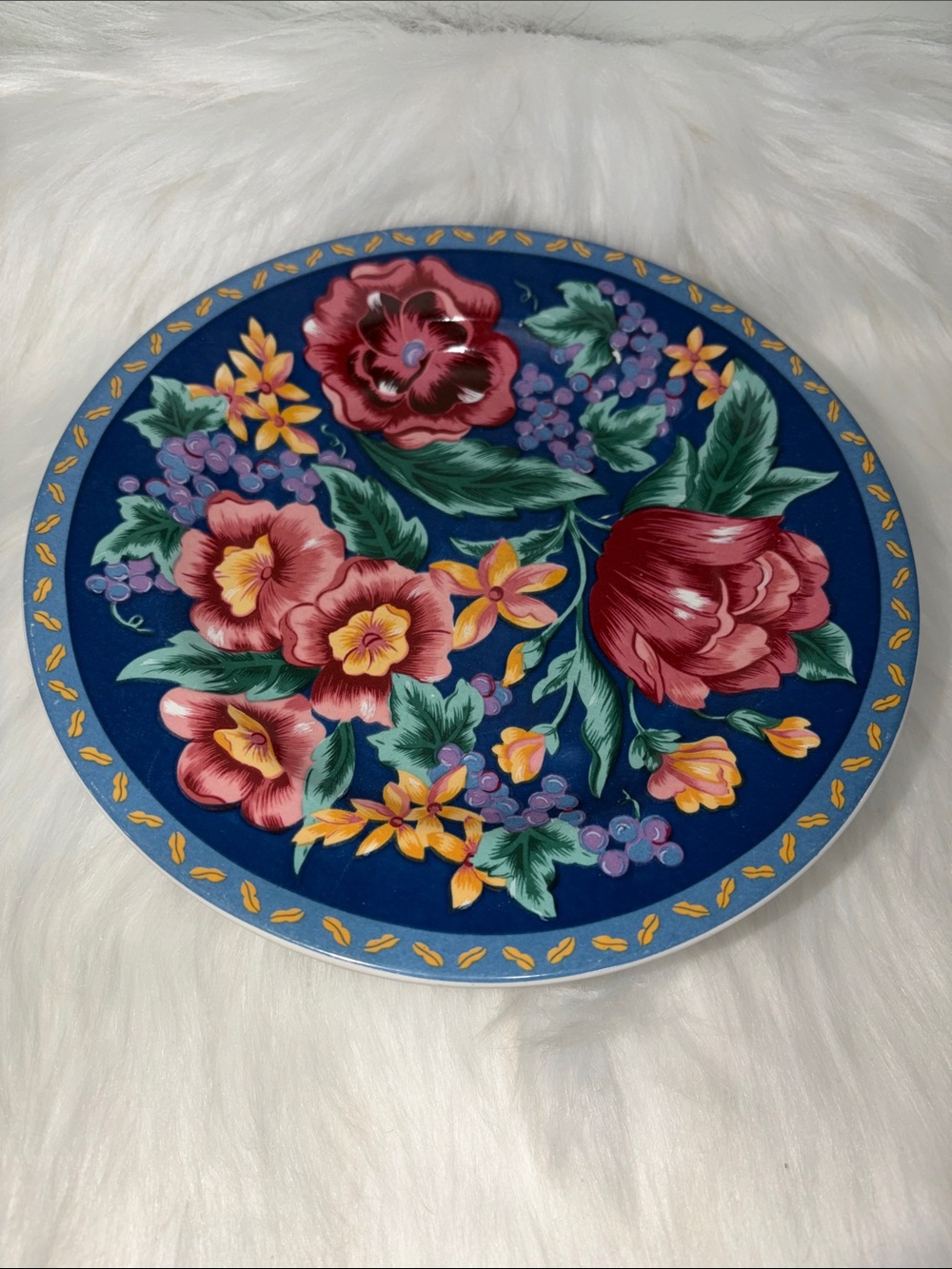 Sango Margaux Decorative Floral Ceramic Plate - Navy Blue